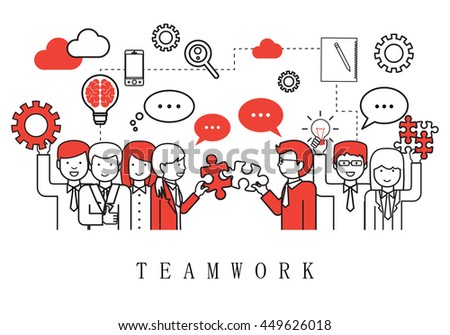 Teamwork People Team On White Background Vector Illustration Stock ...