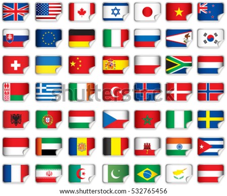 Collage Flags Different Countries World Icon Stock Illustration ...