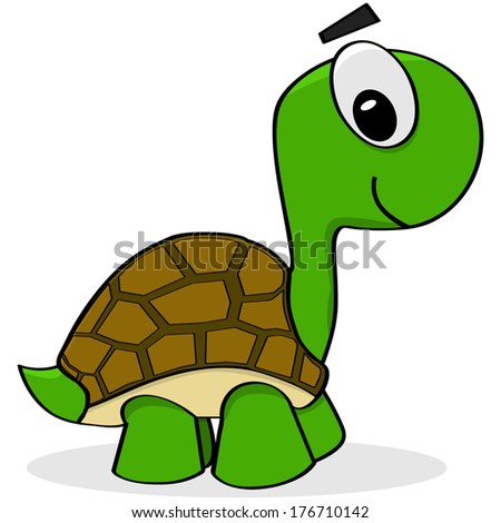 Vector Illustration Smiling Cartoon Turtle Stock Vector 264301604 ...