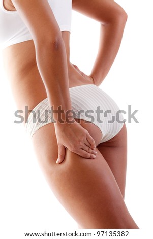 Woman touching her body