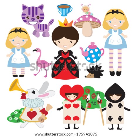 Alice Wonderland Vector Illustration Stock Vector 195941075 - Shutterstock