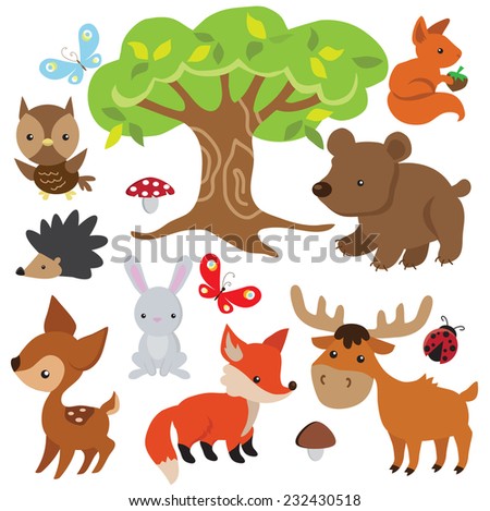 Forest Animal Vector Illustration Stock Vector 232430518 - Shutterstock