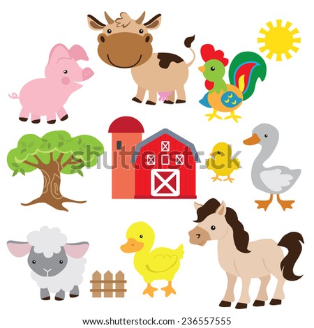 Immagine vettoriale stock a tema Farm Animals Vector Illustration