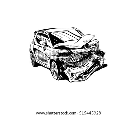 Hand Drawn Car Crash Illustration Auto Vectores En Stock 515445928