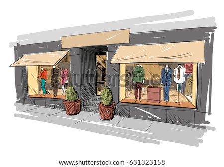 Fashion Store Hand Drawn Sketch Interior Stock Vector 631323158