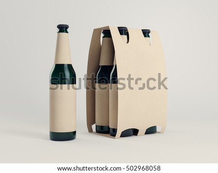 Download Cardboard Beer Packaging Mockup Green Bottles Stock Illustration 502968058 - Shutterstock