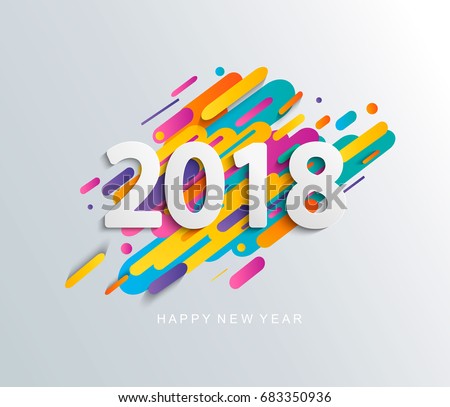 Creative happy new year 2018 design card on modern background. Vector illustration.