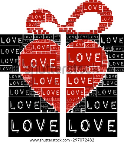 Black Background And Type Font Love Words Create Packaging Gift Box Il Ration With Red Heart Design Black Background And Type Font Love Words Create Packaging Gift Box Il Ration With Red Heart Design