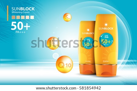 Sunblock Ads Template Sun Protection Cosmetic Stock Vector 581854942 ...