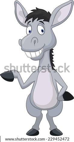 Cute donkey cartoon waving hand