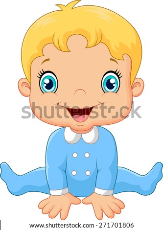 Cutout Vector Cartoon Naked Baby Sitting Stock Vector 487864426 ...