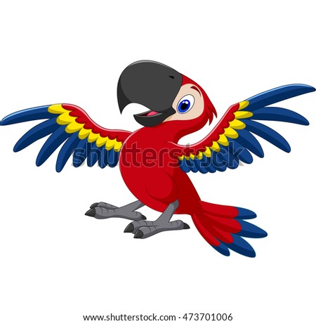 Cute Cartoon Blue Macaw Vector Illustration Stock Vector 71173078 ...