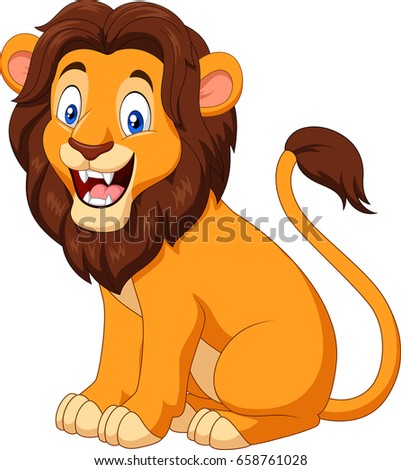 Cartoon Happy Lion Sitting Stock Vector 658761028 - Shutterstock