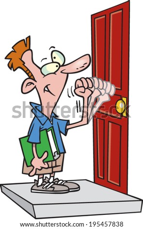 Cartoon Door Door Salesman Stock Vector 195457838 - Shutterstock