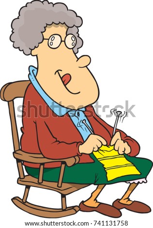 Download Cartoon Granny Knitting Rocking Chair Stock Vector ...