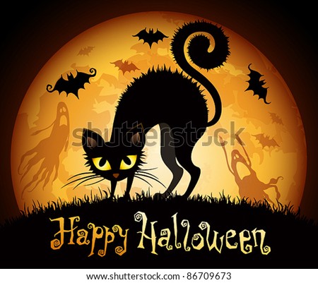 halloween illustration with black cat on moon background check my portfolio for raster version - Black Cat Silhouette Halloween halloween illustration with black cat on moon background check my portfolio for raster version - Black Cat Silhouette Halloween