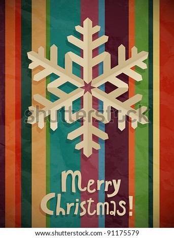 Christmas postcard with snowflake. Vector illustration.