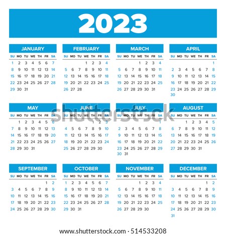 Simple 2023 Year Calendar Week Starts Stock Vector (Royalty Free