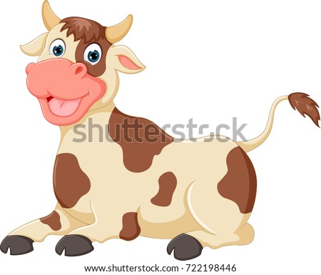 funny cow cartoon enjoying with laughing