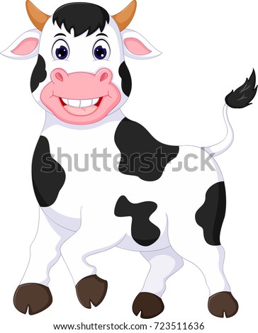 funny cow cartoon walking with laughing