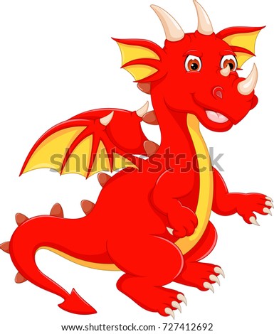 Illustration Cute Cartoon Baby Dragon Pointing Stock Vector 64084735 ...