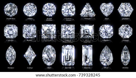 twenty one various diamond shapes cut stock illustration 739328245