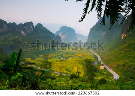 Ma Phuc mountain pass in Cao Bang, Vietnam
