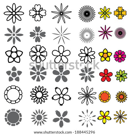 Set Minimalistic Flowers Isolated On White Stock Vector 595103627 ...