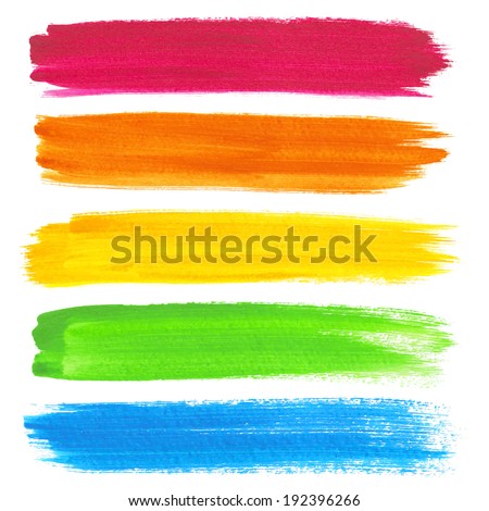 Colorful vector watercolor brush strokes