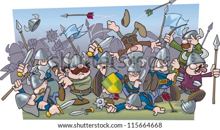 Two Cartoon Tribes Fighting Battle Stock Vector 115664668 - Shutterstock