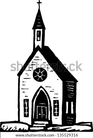 Black White Vector Illustration Country Church Stock Vector 133285403 