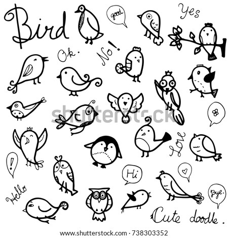 Set Drawing Doodle Cute Animal Black Stock Vector 489474526 - Shutterstock