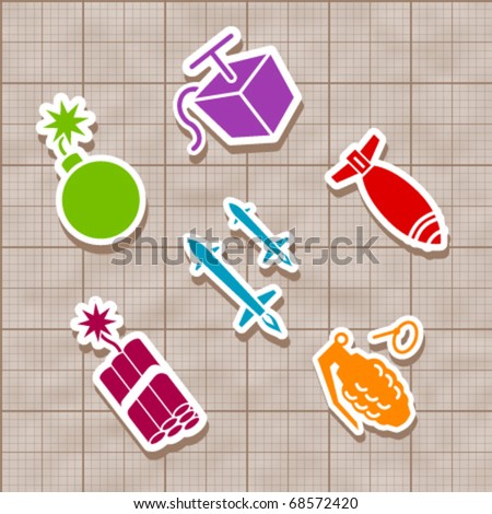 Isolated Vector Bomb And Rocket Stickies Bomb Stock Images Royalty Free Images Vectors
