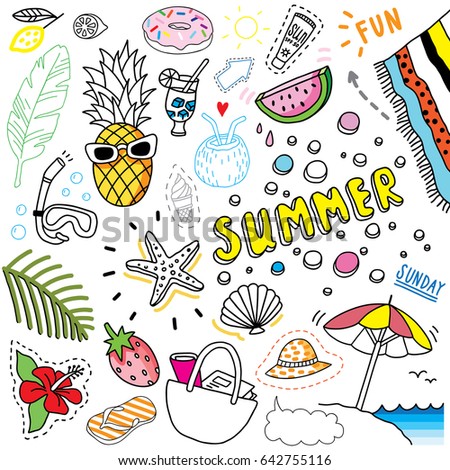 bright summer doodle set