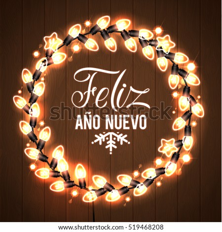 Happy New Year Spanish Language Poster Stock Vector 519468208