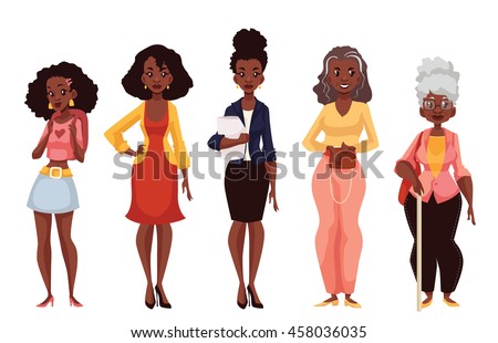 Set Black Women Different Ages Adolescence Stock Vector 458036035 ...