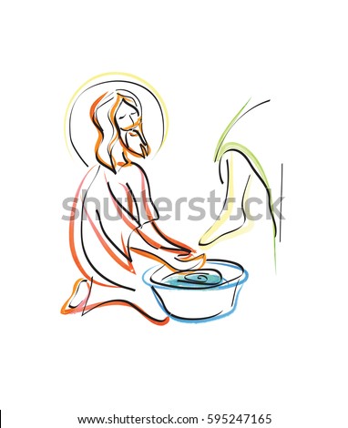 Washing Feet Jesus Christ Washing Feet Stock Illustration 595247165 ...