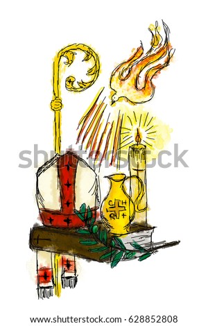 Holy Spirit Sacrament Confirmation Dove Seven Stock Illustration ...