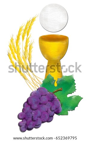 Eucharist Symbols Chalice Host Bread Wine Stock Illustration 652369795 ...