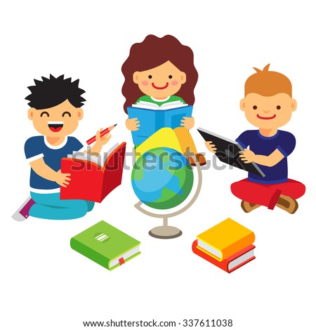 Group Kids Studying Learning Together Boys Stock Vector 337611038 ...