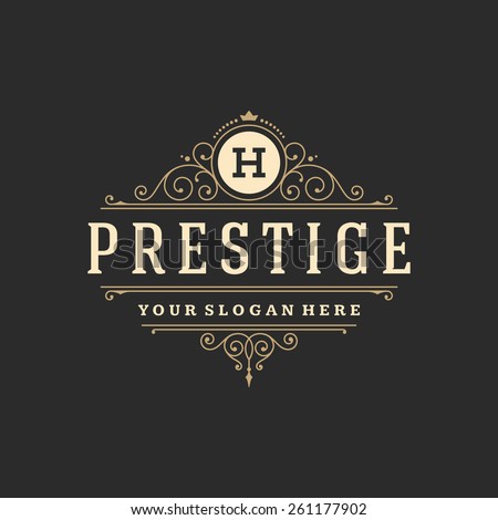 Luxury Logo template flourishes calligraphic elegant ornament lines. Business sign, identity for Restaurant, Royalty, Boutique, Cafe, Hotel, Heraldic, Jewelry, Fashion and other vector illustration