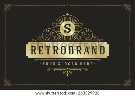 Luxury Logo template flourishes calligraphic elegant ornament lines. Business sign, monogram identity for Restaurant, Boutique, Cafe, Hotel, Heraldic, Jewelry, Fashion and other vector illustration