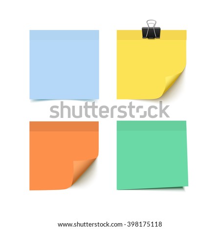 Set Four Colorful Sticky Notes Realistic Stock Vector 398175118 ...