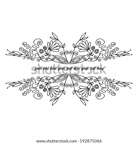 Beautiful Floral Element Blackandwhite Flowers Leaves Stock