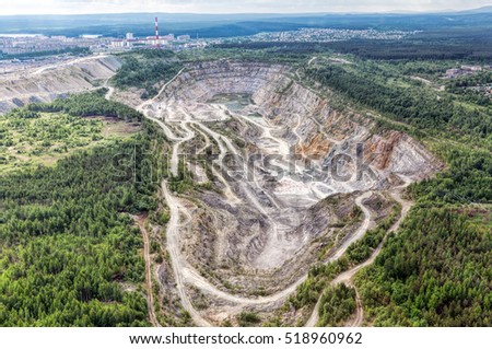 Environmental pollution problems. Open pit mining of copper ore