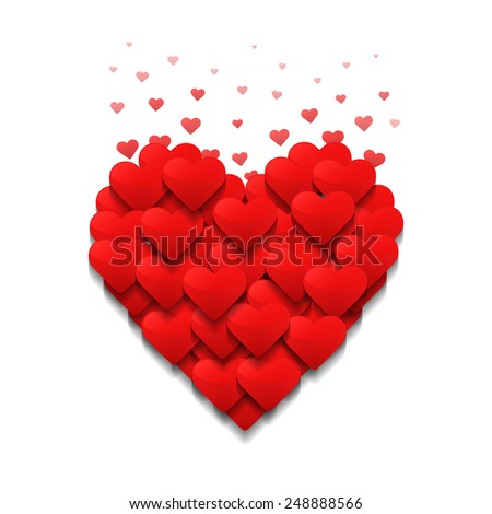 Little hearts form a big heart. Valentine's day concept. Vector design