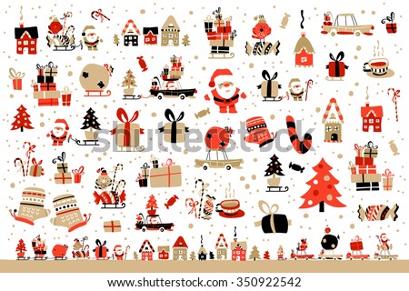 Vector Illustration Of Santa Claus With Gifts For Children