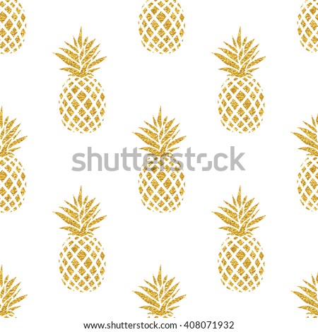 Seamless summer gold pineapple on colored background. Seamless pattern in vector. Fruit illustration
