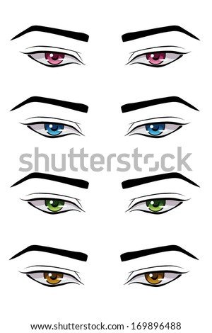 Set Male Anime Style Eyes Different Stock Vector 169896488 - Shutterstock