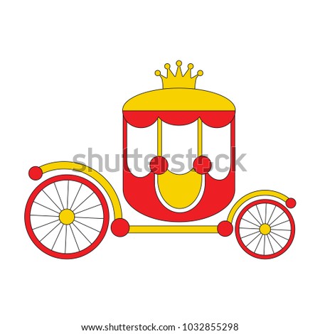 Gold Chariot Cartoon Outlined Illustration Thin Stock Vector 1032855298